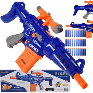 PISTOLET AUTOMAT KARABIN NA STRZAŁKI PIANKOWE EVA Z MAGAZYNKIEM WYRZUTNIA - Zabawki militarne - miniaturka - grafika 1