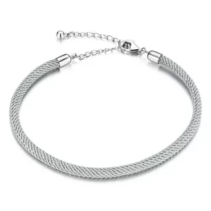 Bransoletka srebrna z szarym sznurkiem do CHARMS beads pr 925 - Bransoletki - miniaturka - grafika 1