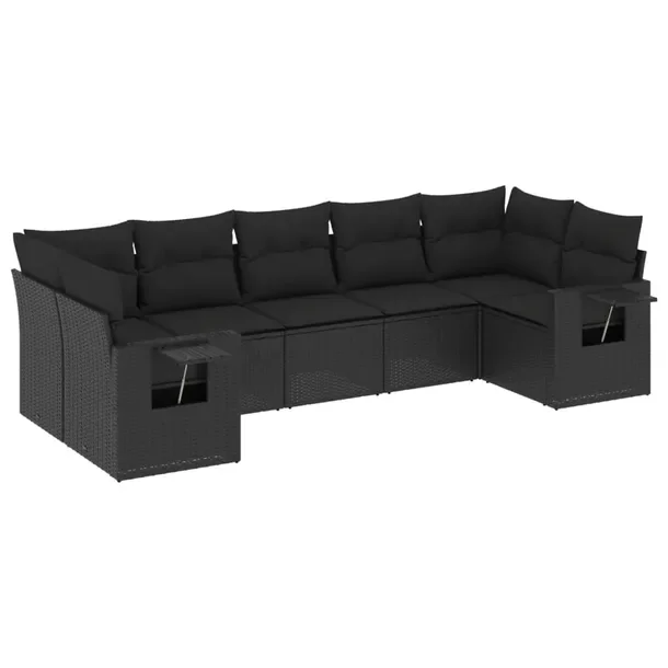 Zestaw wypoczynkowy rattanowy czarny 7szt. 110kg 62x62x69cm