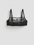 Biustonosze - Reserved - Miękki biustonosz z haftem - czarny - miniaturka - grafika 1