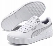 Sneakersy damskie - Buty damskie Puma Carina L r.37 Wygodne Białe Sneakersy Trampki Srebrne - miniaturka - grafika 1