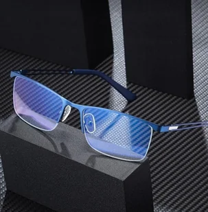 Żyłkowe męskie okulary do komputera TV smartfona BLUE LIGHT zerówki niebieskie 2596B - Okulary korekcyjne, oprawki, szkła - miniaturka - grafika 1