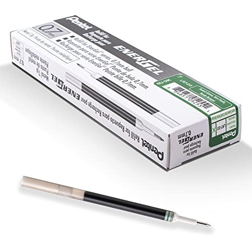 Pentel LR7-D3X wkład do długopisów EnerGel 0,7 kulka = grubość kreski 0,35 mm, 12 sztuk, zielony leśny