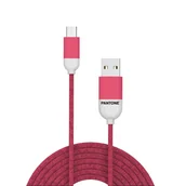Kable USB - PANTONE kabel USB - microUSB 1,5m 2,4A PT-MC001-5 Pink 184C - miniaturka - grafika 1