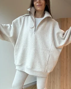 Bluza Patchouli zamek light mocca melange - Bluzy damskie Bluza Patchouli zamek light mocca melange - Bluzy damskie - miniaturka - grafika 1