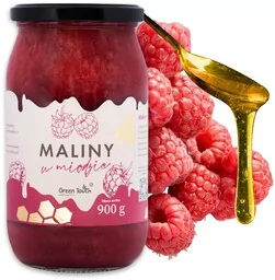 Miód z maliną liofilizowaną 0,9 kg maliny w miodzie 5% malin produkt polski - Miód - miniaturka - grafika 1