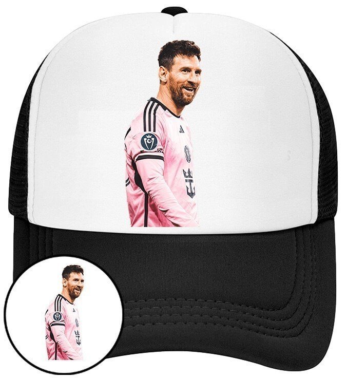 Czapka z Daszkiem Lionel Messi Czarna z Nadrukiem Siatka Bejsbolówka