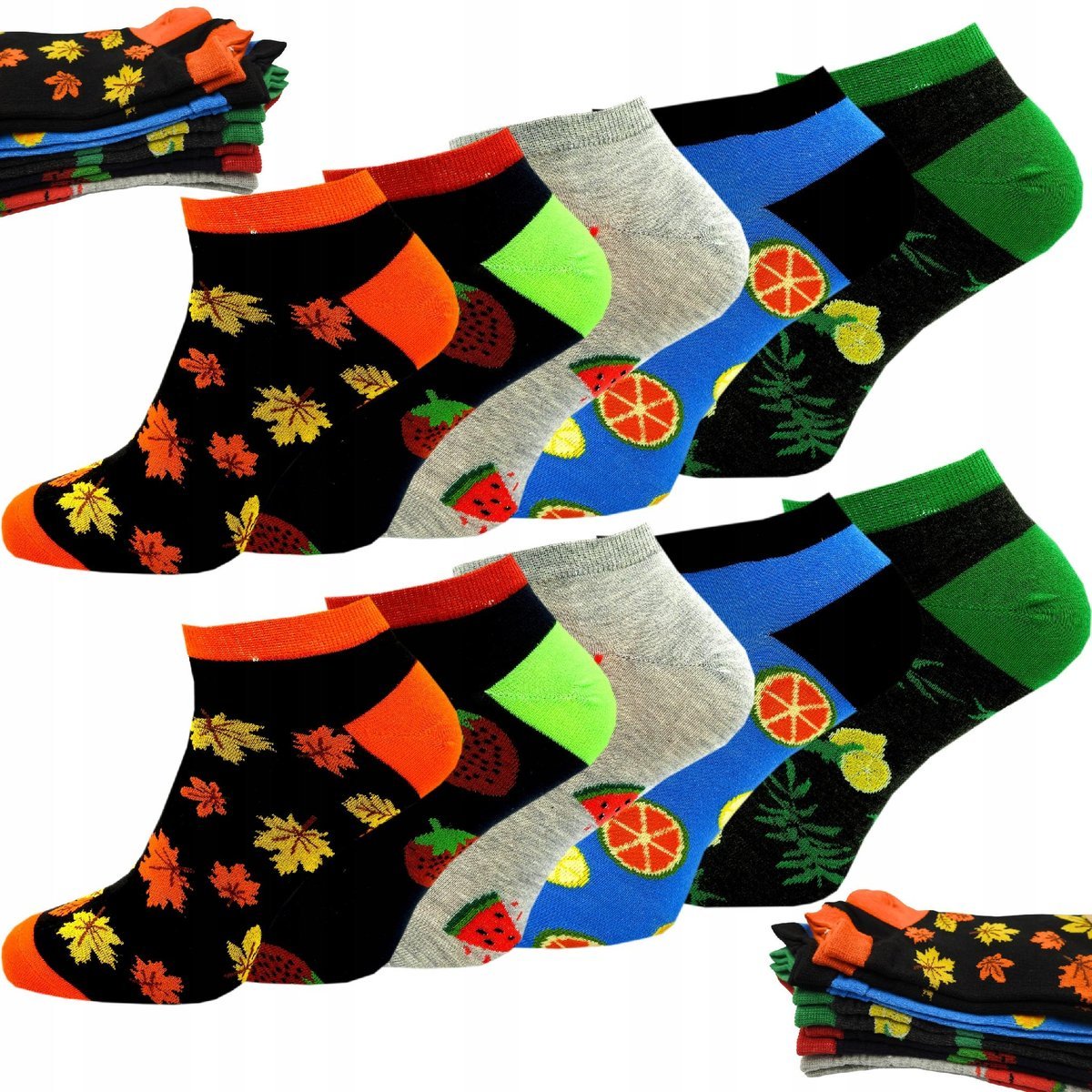 10x Kolorowe Stopki Męskie Bawełniane Skarpetki Skarpety Krótkie 44/46