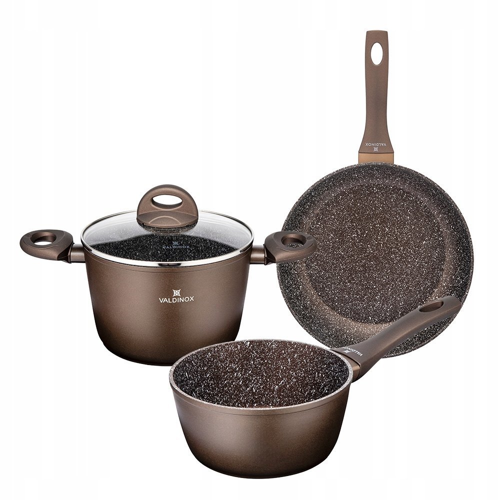 Zestaw garnków i patelnia na indukcję i gaz non-stick Valdinox Aurum 4 el