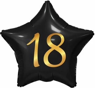 Balon foliowy na osiemnastkę czarna gwiazdka - 48 cm - 1 szt. - Urodziny dla dorosłych - miniaturka - grafika 1