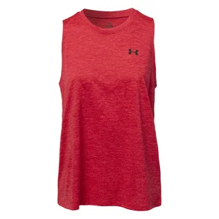 Damska koszulka bez rękawów UNDER ARMOUR TECH TANK TWIST 1383656-713 – Czerwony - Koszulki i topy damskie - miniaturka - grafika 1