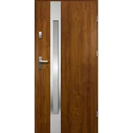 Drzwi zewnętrzne - Drzwi zewnętrzne TEMIADA lakomat inox złoty dąb 90 prawe RADEX - miniaturka - grafika 1