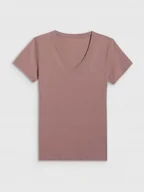 Bluzki damskie - Koszulka Damska 4F T-shirt Bluzka Bawełniana Dekolt w Serek F2972-83S-L - miniaturka - grafika 1