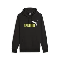Bluzy sportowe męskie - Męska bluza z kapturem Essentials+ Two-Tone Big Logo PUMA Black Lime Sheen - miniaturka - grafika 1