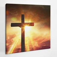 Ikony i obrazy sakralne - Krzyż Światło Błogosławieństwa - obraz polycanvas, 50x50 - miniaturka - grafika 1