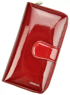 Portfel Damski Skóra Naturalna PATRIZIA Duży Z Suwakiem Piórnik Lakierowany CB-116 CZERWONY RFID 16,5 x 9 x 3,5 [cm] - Portfele - miniaturka - grafika 1