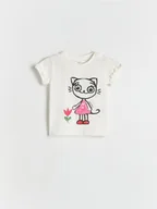 Bluzki dla niemowląt - Reserved - T-shirt Kicia Kocia - złamana biel - miniaturka - grafika 1