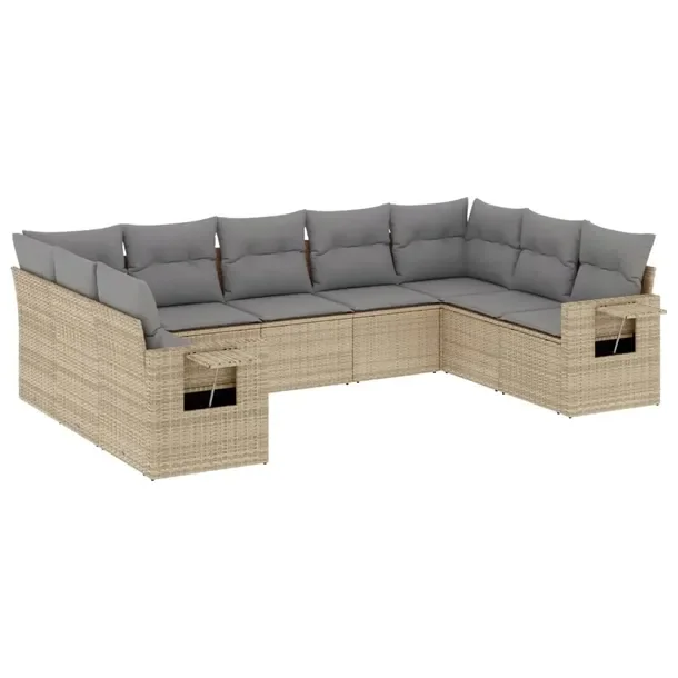 Zestaw mebli ogrodowych modułowych, beżowy, rattan PE, wymiary 55-62 x 62