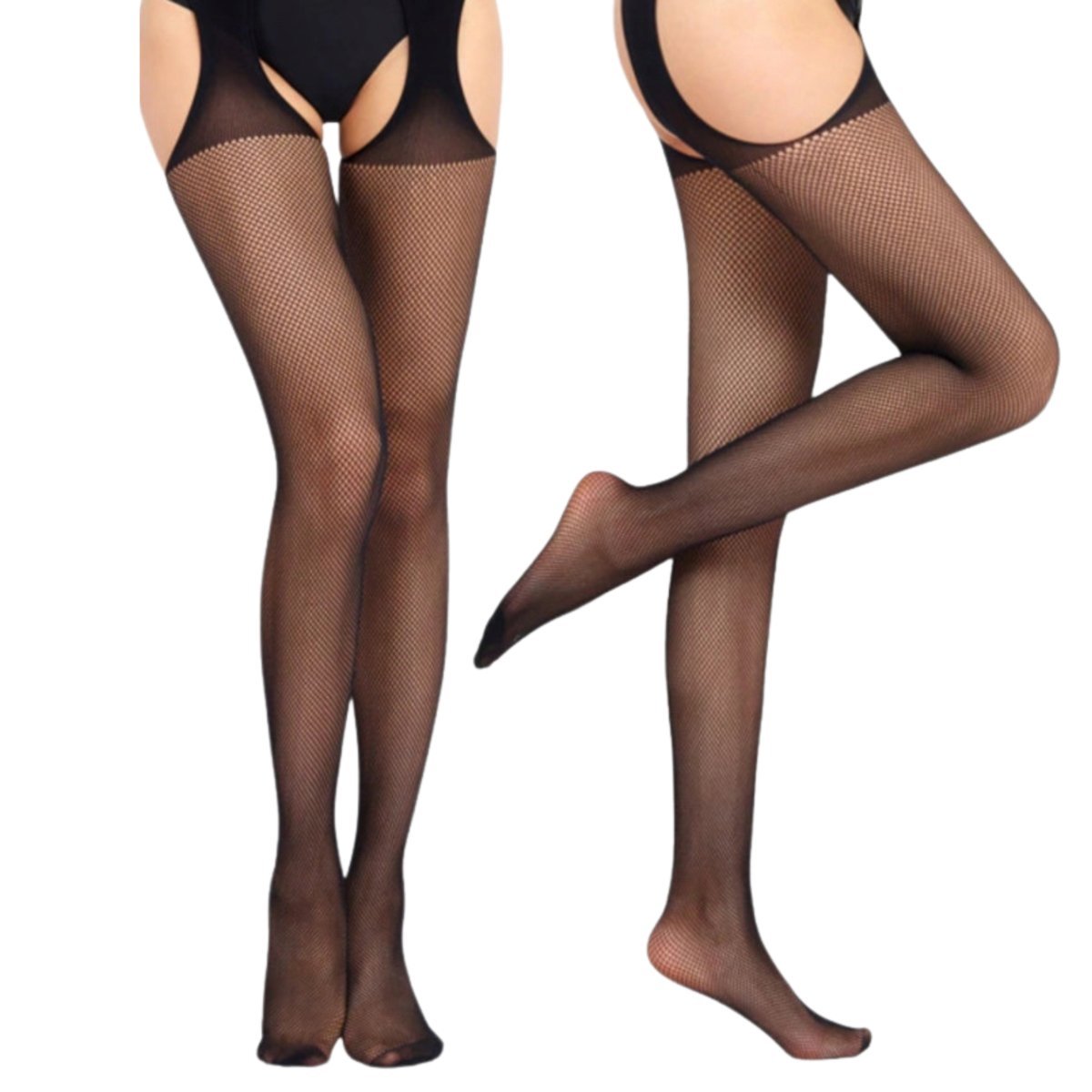 Zmysłowe Rajstopy Z Efektem Pończoch Stripanty Z Pasem Czarne Kabaretki