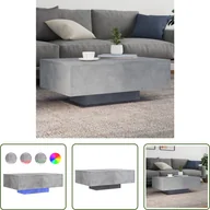 Ławy i stoliki kawowe - The Living Store Stolik kawowy z oświetleniem LED betonowy szary 85x55x31 cm - miniaturka - grafika 1