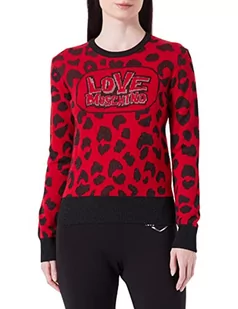 Love Moschino Damski sweter o regularnym kroju z długim rękawem, Beżowy Black, 42 - Swetry damskie - miniaturka - grafika 1
