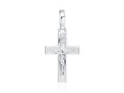 Dewocjonalia - Rodowany srebrny duży krzyżyk krzyż diamentowany wizerunek Jezusa Chrystusa srebro 925 - miniaturka - grafika 1