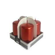Świece - Świeca klasyczna pieńkowa 70/40 metalik czerwona - miniaturka - grafika 1