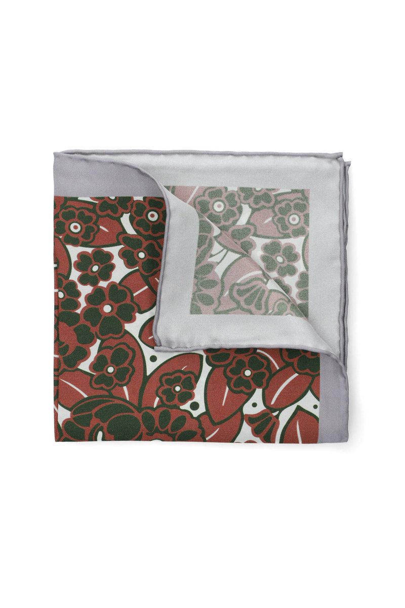 Poszetka Szaro-brązowa w Kwiaty