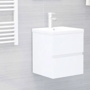 vidaXL Zestaw umywalka z szafką vidaXL Szafka z wbudowaną umywalką biała płyta wiórowa 3071621 - Szafki łazienkowe - miniaturka - grafika 1