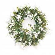 Sztuczne kwiaty - Wianek Dekoracyjny Z Lawendą Biały Zielony Ozdobny 25 Cm - miniaturka - grafika 1