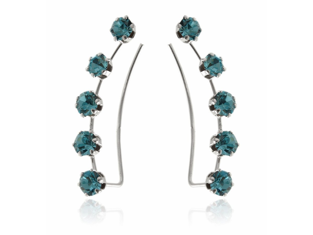 Nausznice srebrne Błękitne kryształki kn186