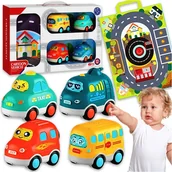 Maty edukacyjne - ZESTAW 4 SAMOCHODÓW AUTKA ZE ŚWIATLEM DŹWIĘKIEM KOCYK MATA DROGA MIEJSKA - miniaturka - grafika 1
