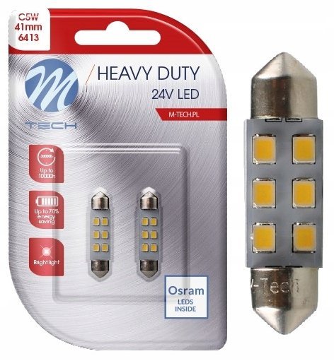 2x Żarówka C5w Led Osram Retrofit C10w 41mm 24v Tir Biała