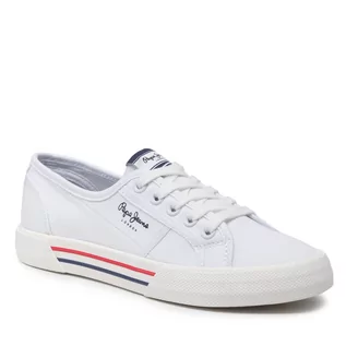 Trampki damskie - Pepe jeans Tenisówki Brady W Basic PLS31287 White 800 - grafika 1