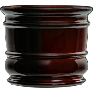 Doniczka ceramiczna z podstawką beczka brąz 18 x 20 cm - Donice - miniaturka - grafika 1