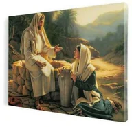 Ikony i obrazy sakralne - Jezus i Samarytanka-woda życia, obraz na płótnie canvas - miniaturka - grafika 1