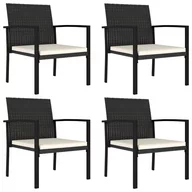Fotele i krzesła ogrodowe - vidaXL Krzesła ogrodowe, 4 szt., polirattan, czarne - miniaturka - grafika 1