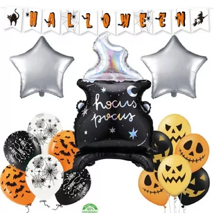 Zestaw balonów halloween - srebrne pomarańczowe - Halloween - miniaturka - grafika 1