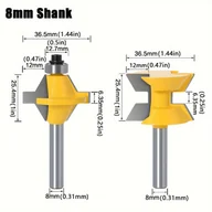 Inne - 2 Sztuk 1/2 Cala 8mm Shank 120 Stopni Czop Zestaw Bitów Do Frezarki Do Obróbki Drewna Frez Do Rowków Do Narzędzi Do Drewna Węglik Wolframu - miniaturka - grafika 1