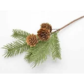 Sztuczne kwiaty - Gałązka ozdobna z szyszkami 25 cm zielono-brązowa - miniaturka - grafika 1