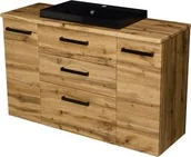 Szafki łazienkowe - Szafka łazienkowa dąb naturalny 120cm FOKUS NEW LOFT z blatem i umywalką - miniaturka - grafika 1