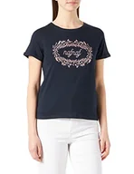 Koszulki i topy damskie - Naf Naf T-shirt damski, niebieski morski, XS - miniaturka - grafika 1