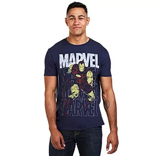 Koszulki męskie - Marvel Męski T-shirt z napisem"Iron Man", granatowy, M - grafika 1