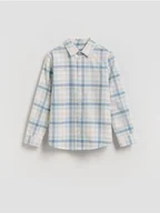 Bluzki dla chłopców - Reserved - Bawełniana koszula w kratę - jasnoniebieski - miniaturka - grafika 1