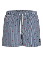 Kąpielówki męskie - Jack & Jones Szorty kąpielowe "Maui" w kolorze granatowo-białym - miniaturka - grafika 1
