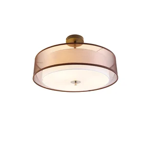 QAZQA Nowoczesna lampa sufitowa brązowa z białymi lampkami 50 cm 3 - Drum Duo - Oprawy, klosze i abażury - miniaturka - grafika 1