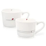 Kubki - Kubki / filiżanki z uchem ceramiczne białe serduszka zestaw 2 szt. 200 ml kod: O-128863 + Sprawdź na SuperWnetrze.pl - miniaturka - grafika 1