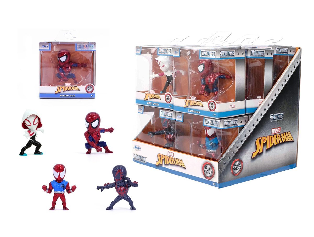 Jada Toys Figurka Spider-Mana (1 sztuka) – 1 z 4 figurek kolekcjonerskich Marvel z metalu dla fanów i dzieci od 8 lat, fala 4, wybór losowy, każda o..