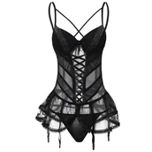 Gorsety - Gorset wieczorowy z siateczkowymi wstawkami - miniaturka - grafika 1