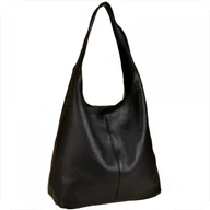 Plecaki worki - Torebka worek skórzana czarna shopper - miniaturka - grafika 1